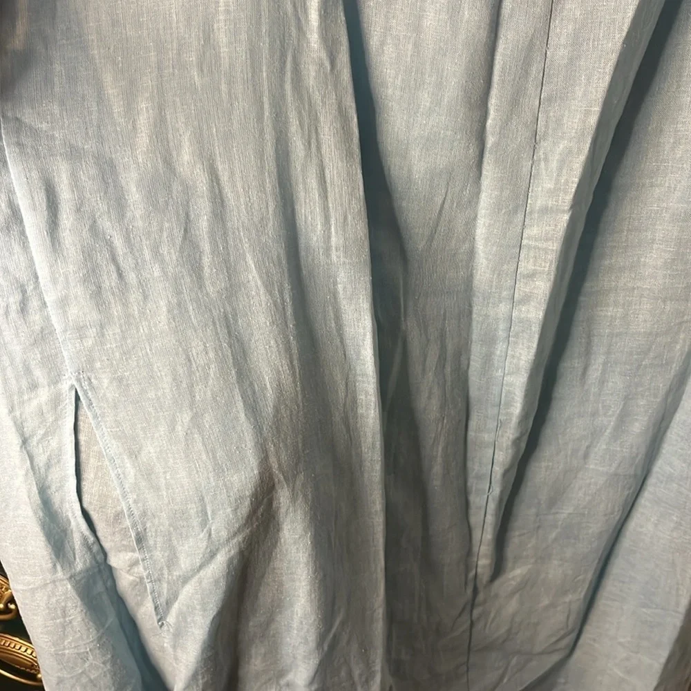 NWT VIX Paula Hermanny Linen Blend Spaghetti Strap Sky Blue Button Up Dress Sz M - Picture 8 of 10